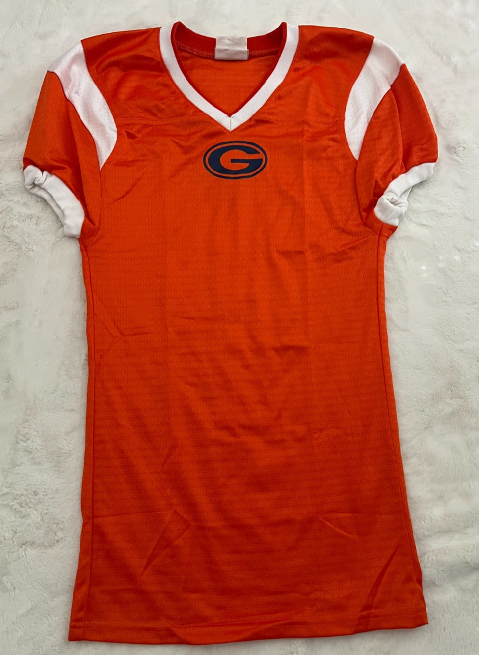 Teamwork Kids Medium 30-32 Orange Football Jersey G Logo Mesh Athletic Shirt